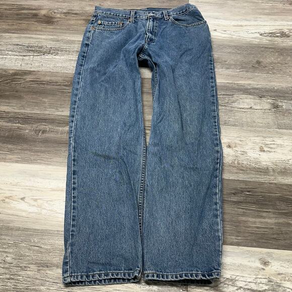 Vintage 90s Levis 550 Mid Wash Blue Mens 32x30 Loose Relaxed Fit Jeans Red Tab - Picture 2 of 13